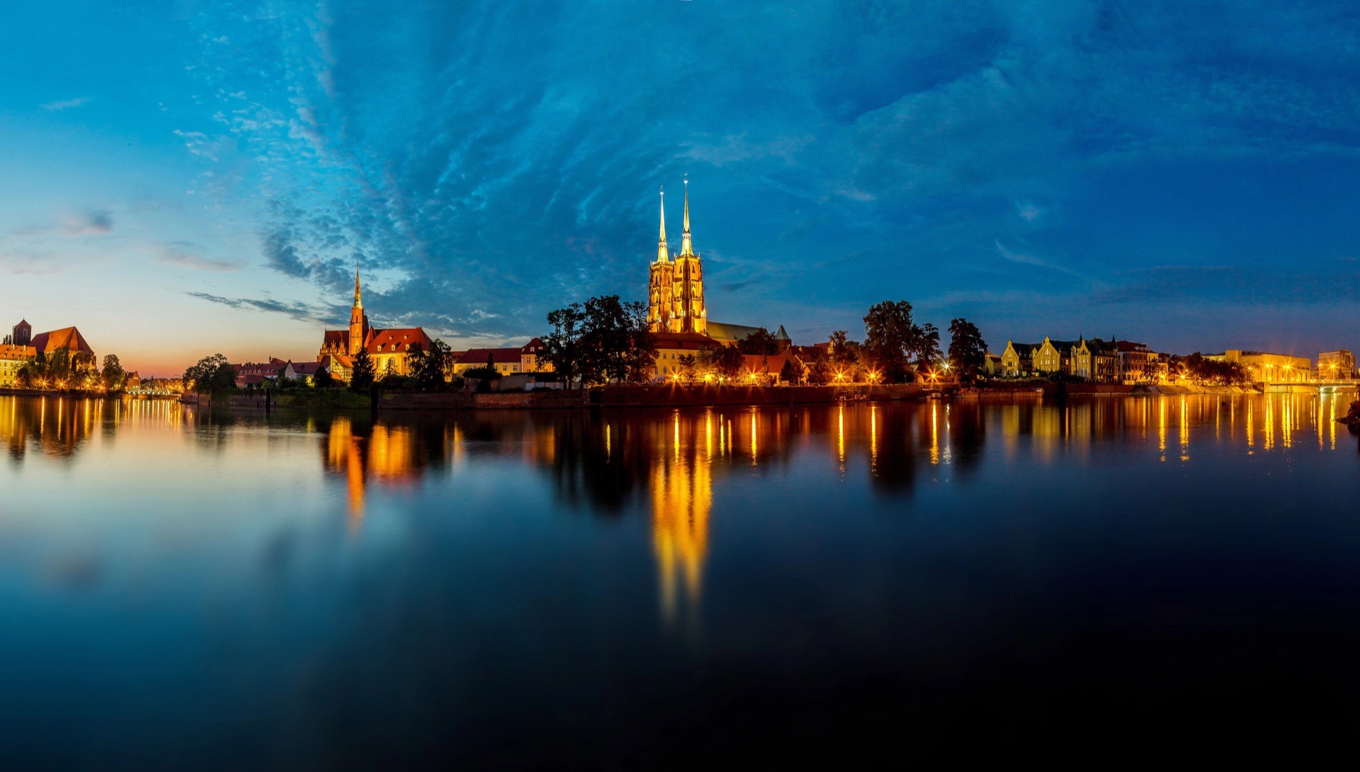 Wrocław Cathedral at dusk
